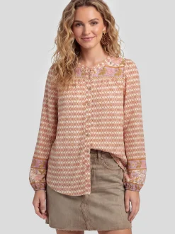 IZIA Damen Bluse in mehrfarbig - Ausschnitt: Rundhals