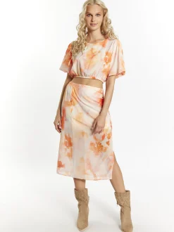 IZIA Damen Bluse mit Batikmuster in orange