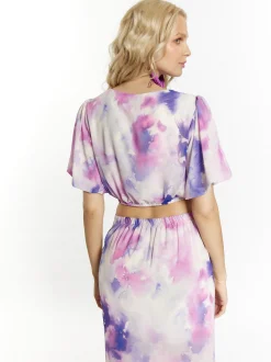 IZIA Damen Bluse mit Batikmuster in flieder