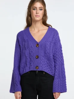 IZIA Damen Cropped Strickjacke in lila