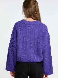 IZIA Damen Cropped Strickjacke in lila