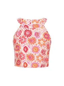 IZIA Damen Crop Top in pink orange
