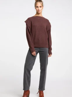 IZIA Damen Grobstrick-Pullover in camel