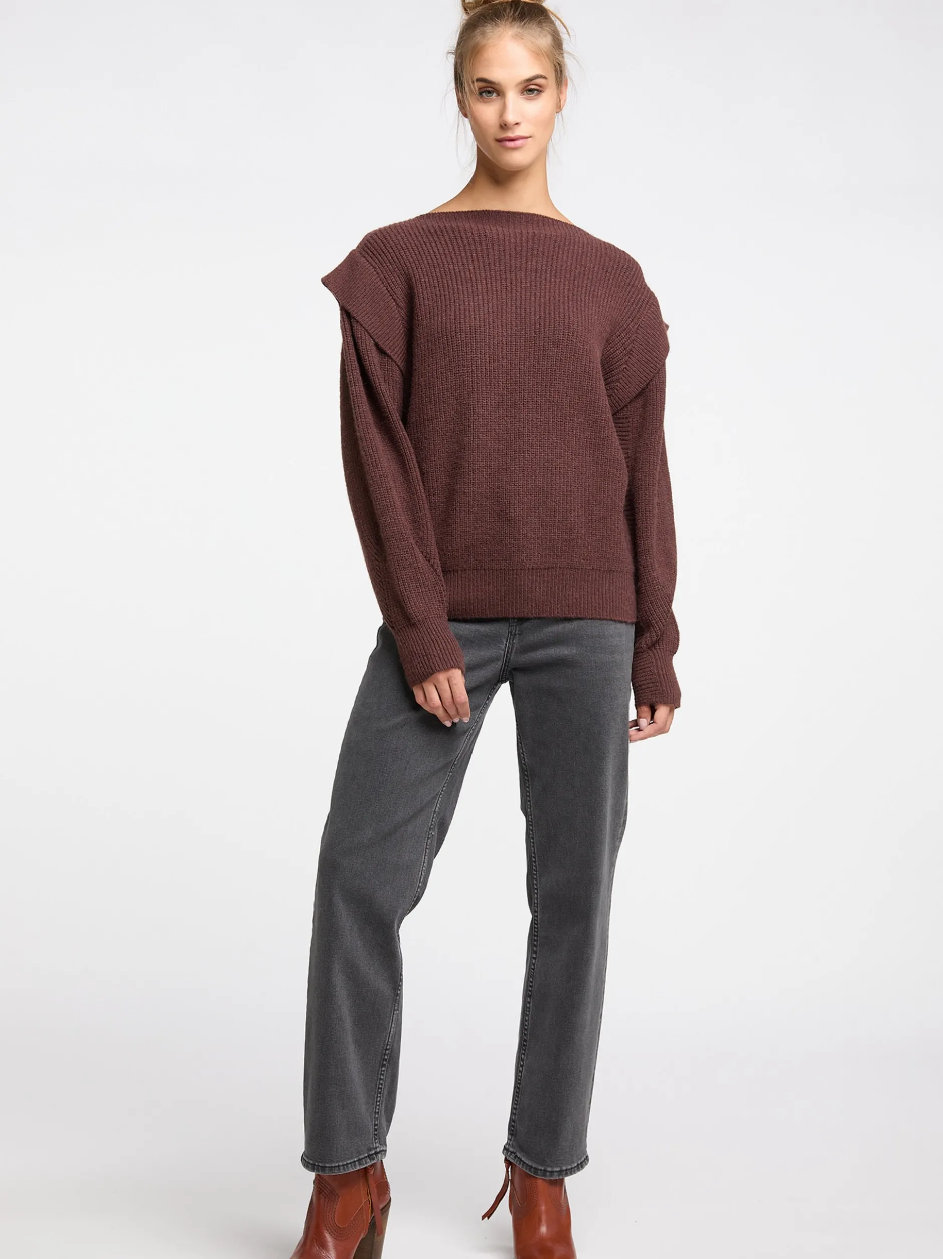 IZIA Damen Grobstrick-Pullover in camel