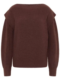 IZIA Damen Grobstrick-Pullover in camel