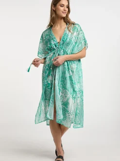 IZIA Damen Kimono in grün - Ausschnitt: ohne Kragen
