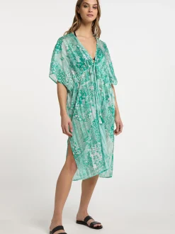 IZIA Damen Kimono in grün - Ausschnitt: ohne Kragen