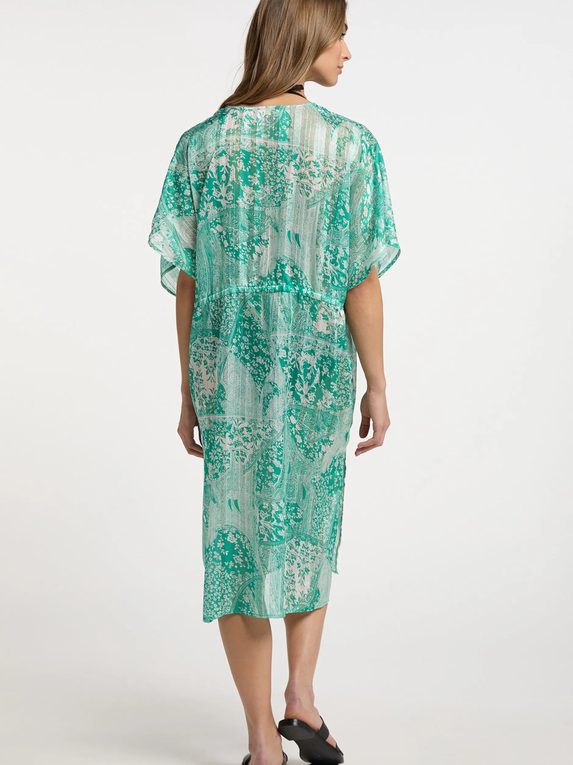IZIA Damen Kimono in grün - Ausschnitt: ohne Kragen