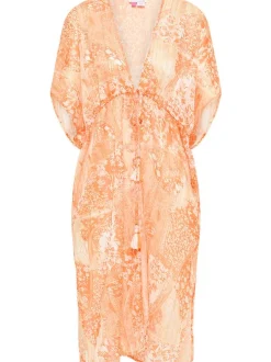 IZIA Damen Kimono in orange - Ausschnitt: ohne Kragen
