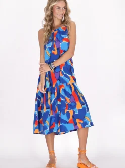 IZIA Damen Kleid in blau - Länge: mittel
