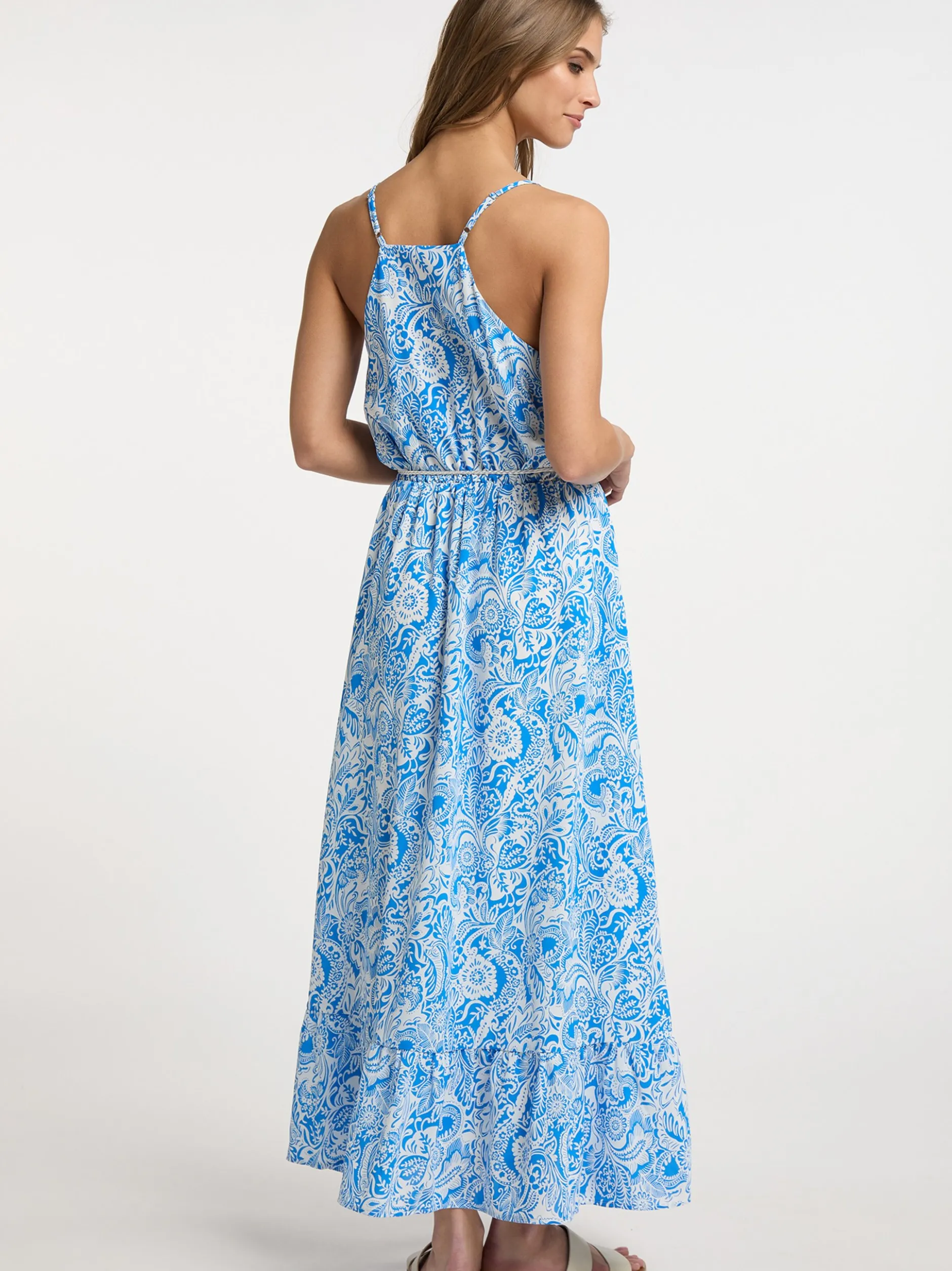IZIA Damen Kleid in blau weiß - Ausschnitt: V-Ausschnitt