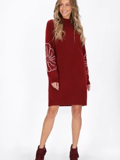 IZIA Damen Kleid in bordeaux - Länge: mittel