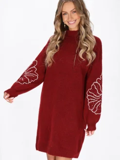 IZIA Damen Kleid in bordeaux - Länge: mittel