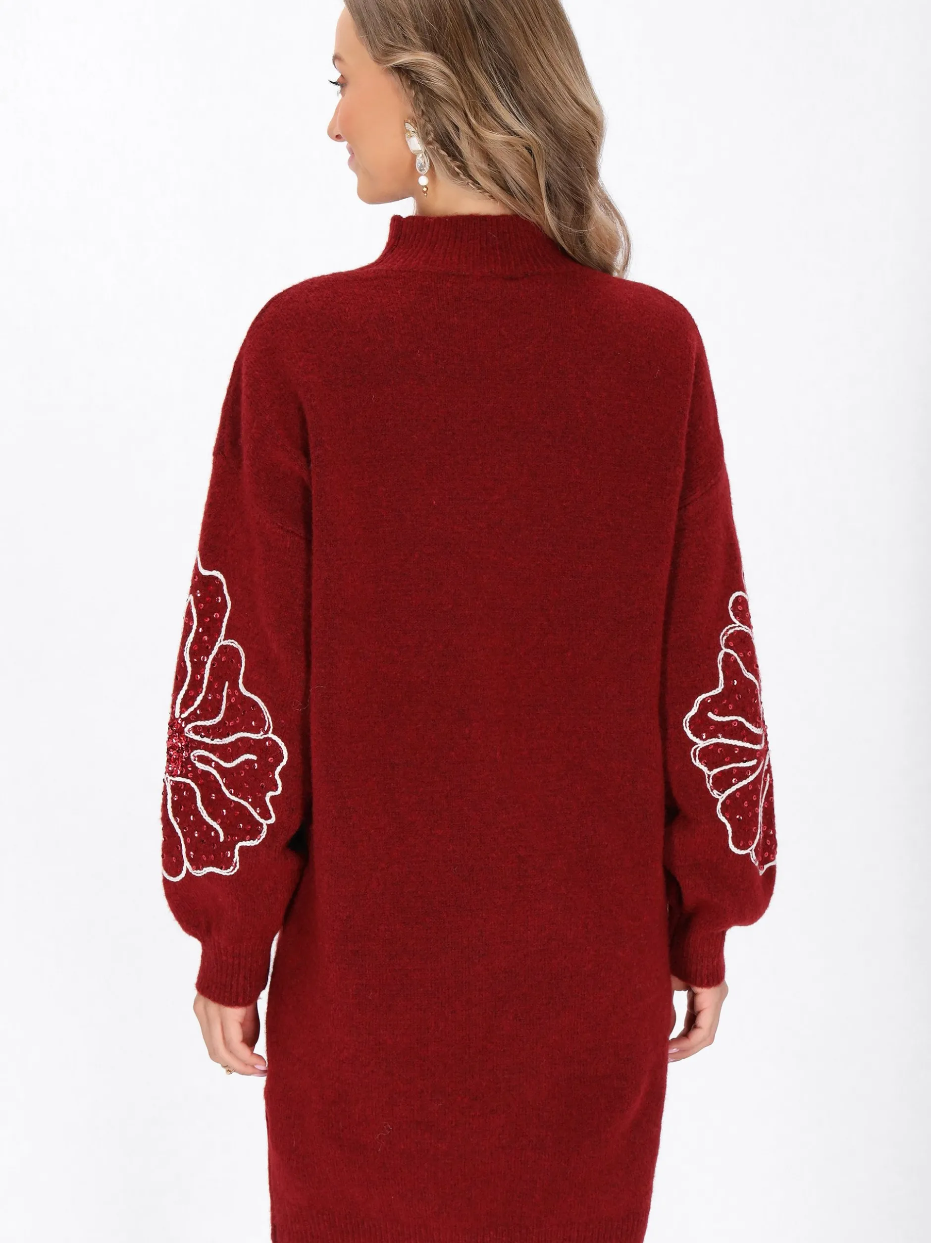 IZIA Damen Kleid in bordeaux - Länge: mittel