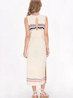 IZIA Damen Kleid in ecru - Ausschnitt: Rundhals