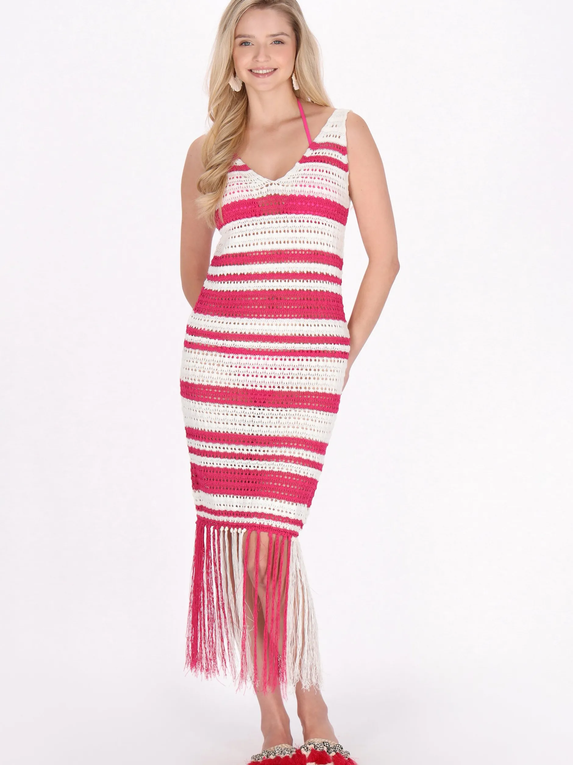 IZIA Damen Kleid in fuchsia - Länge: mittel