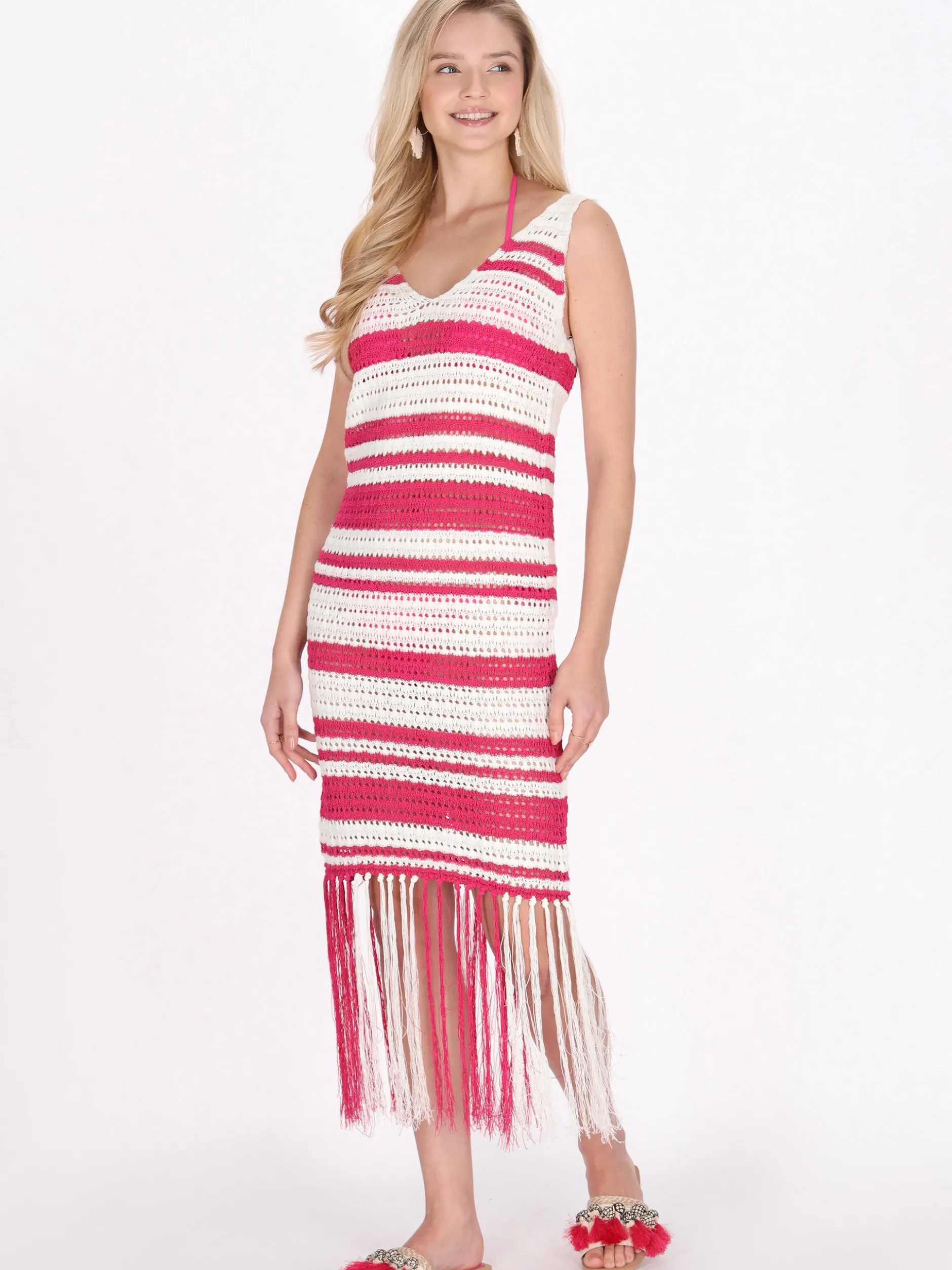 IZIA Damen Kleid in fuchsia - Länge: mittel