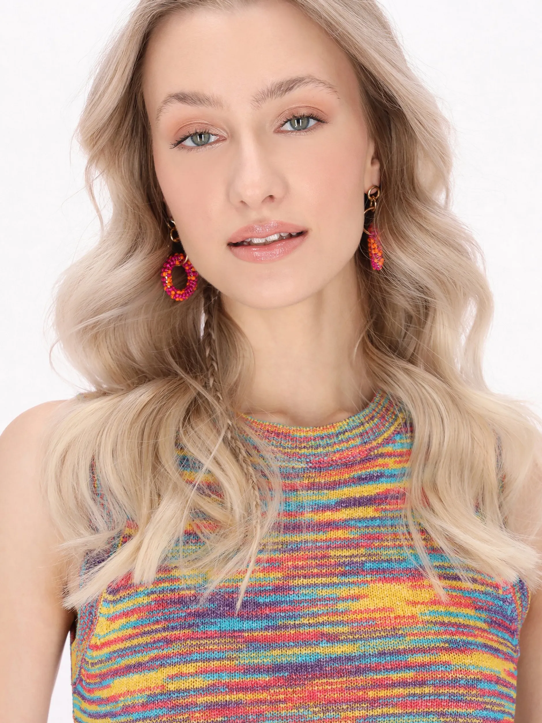 IZIA Damen Kleid in mehrfarbig - Ausschnitt: Rundhals