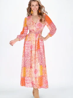IZIA Damen Kleid in orange - Länge: mittel