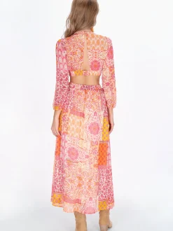 IZIA Damen Kleid in orange - Länge: mittel