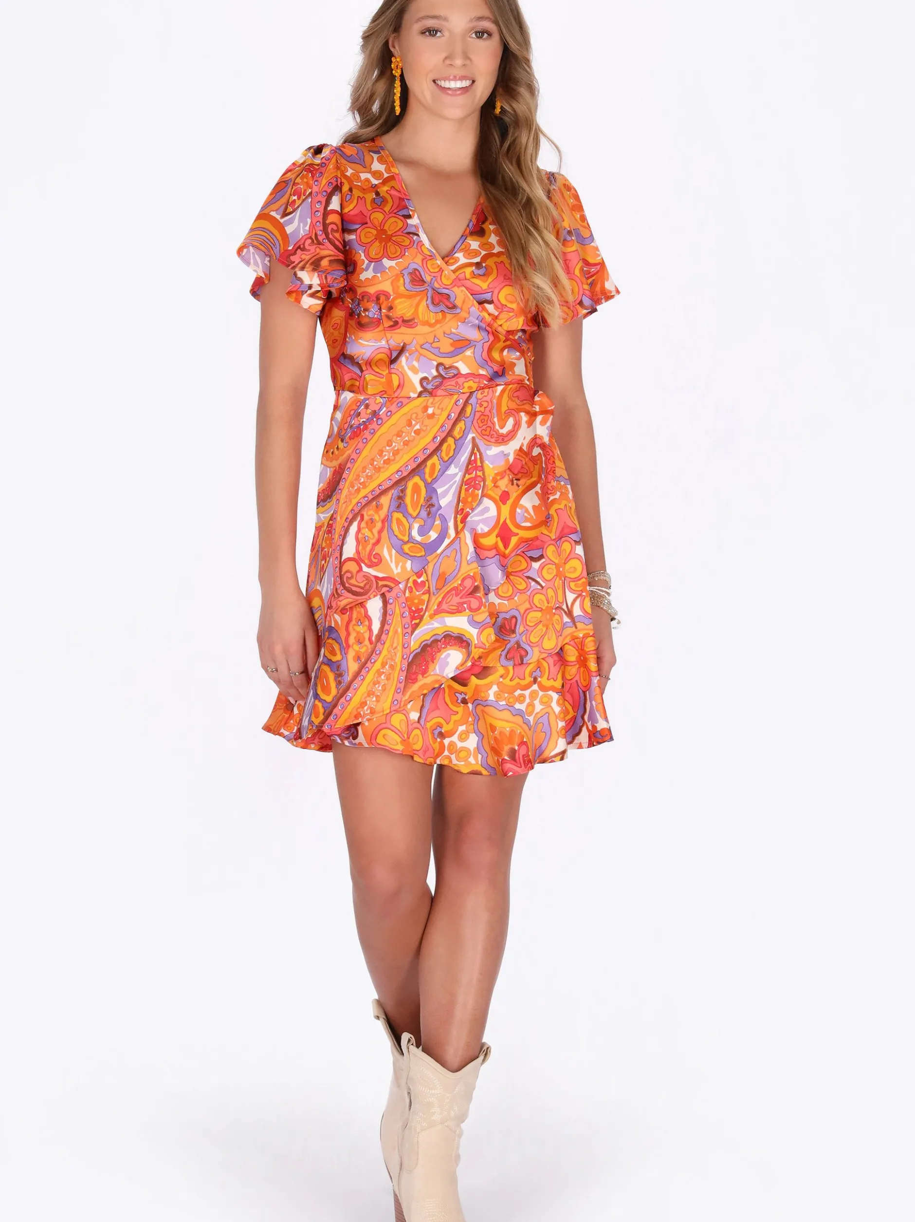 IZIA Damen Kleid in orange - Länge: mittel