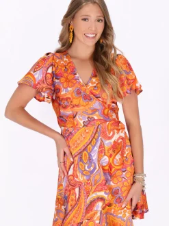 IZIA Damen Kleid in orange - Länge: mittel