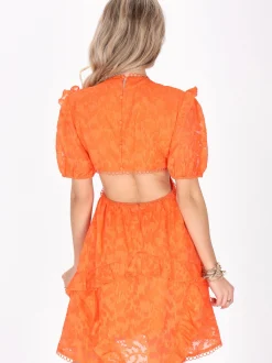 IZIA Damen Kleid in orange - Länge: mittel