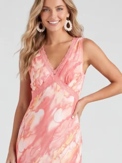 IZIA Damen Kleid in orange - Länge: mittel