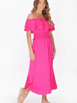IZIA Damen Kleid in pink - Länge: mittel