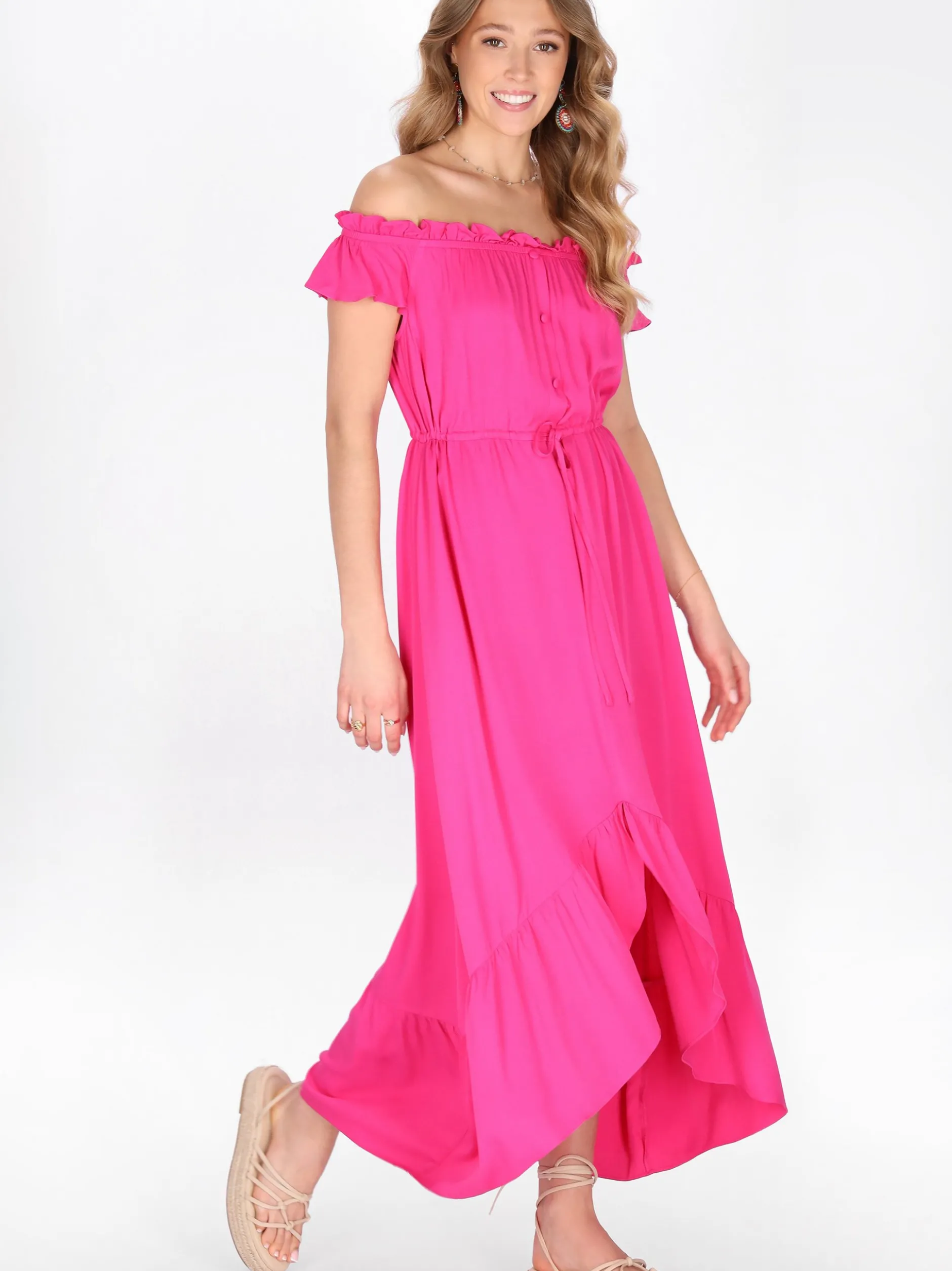 IZIA Damen Kleid in rosa - Länge: mittel