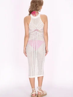 IZIA Damen Kleid in weiß - Länge: mittel