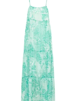 IZIA Damen Maxikleid in grün - Ausschnitt: Karree