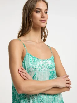 IZIA Damen Maxikleid in grün - Ausschnitt: Karree