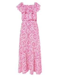 IZIA Damen Maxikleid mit Print in pink - Länge: mittel