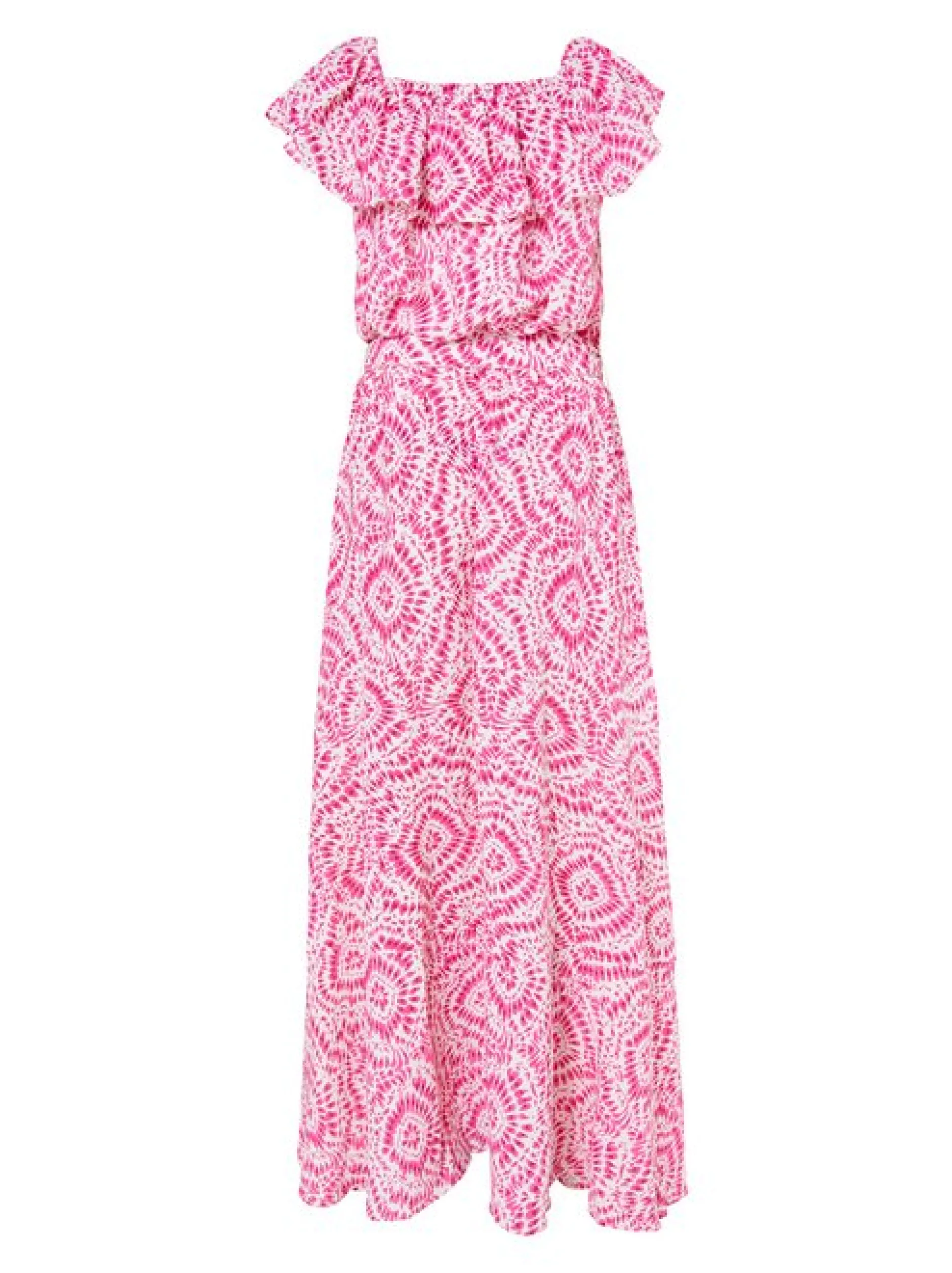 IZIA Damen Maxikleid mit Print in pink - Länge: mittel