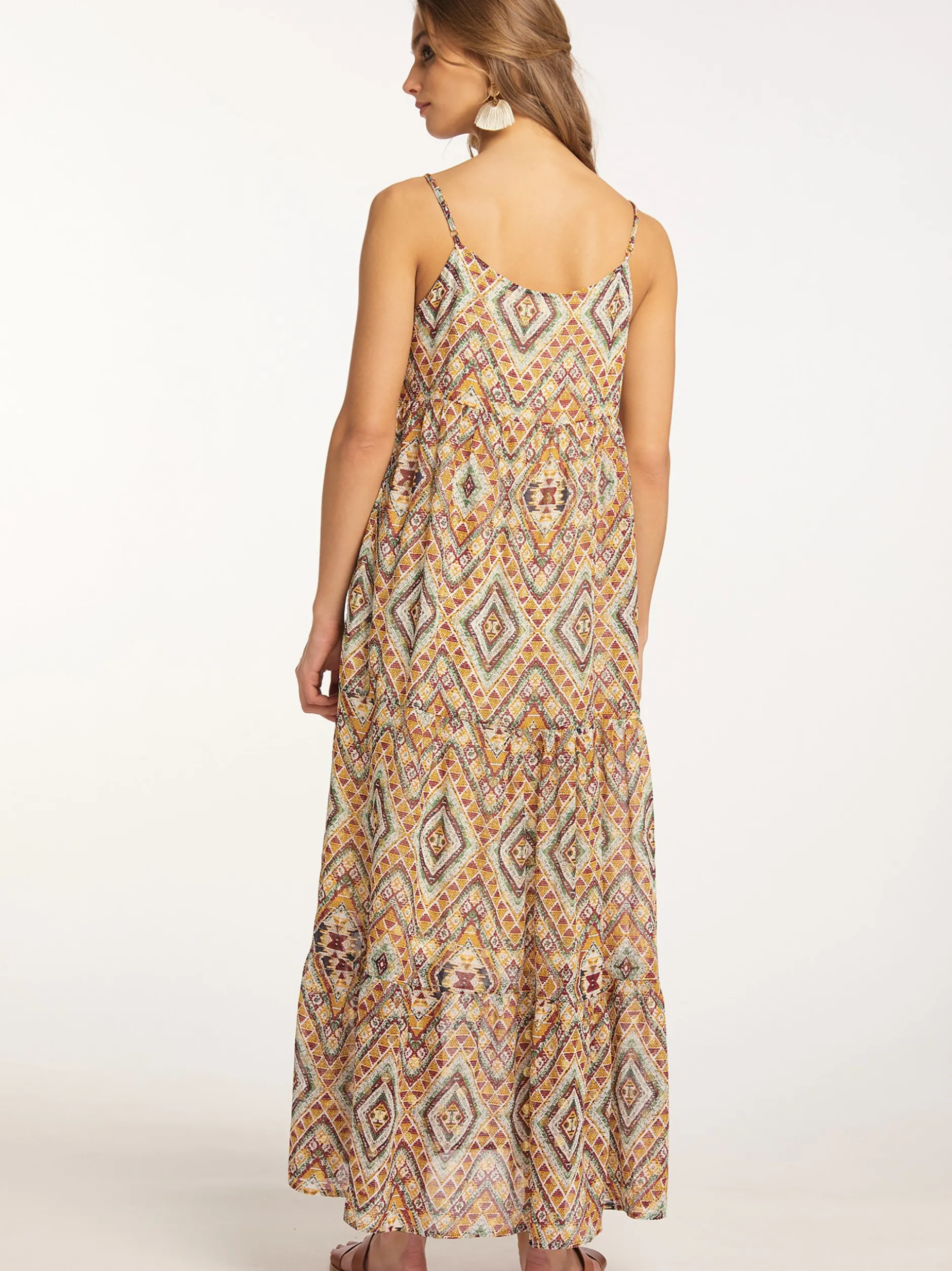 IZIA Damen Maxikleid mit Spaghettiträgern in orange
