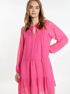 IZIA Damen Midikleid im Streifendesign in pink