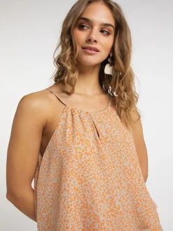 IZIA Damen Midikleid in orange - Länge: mittel