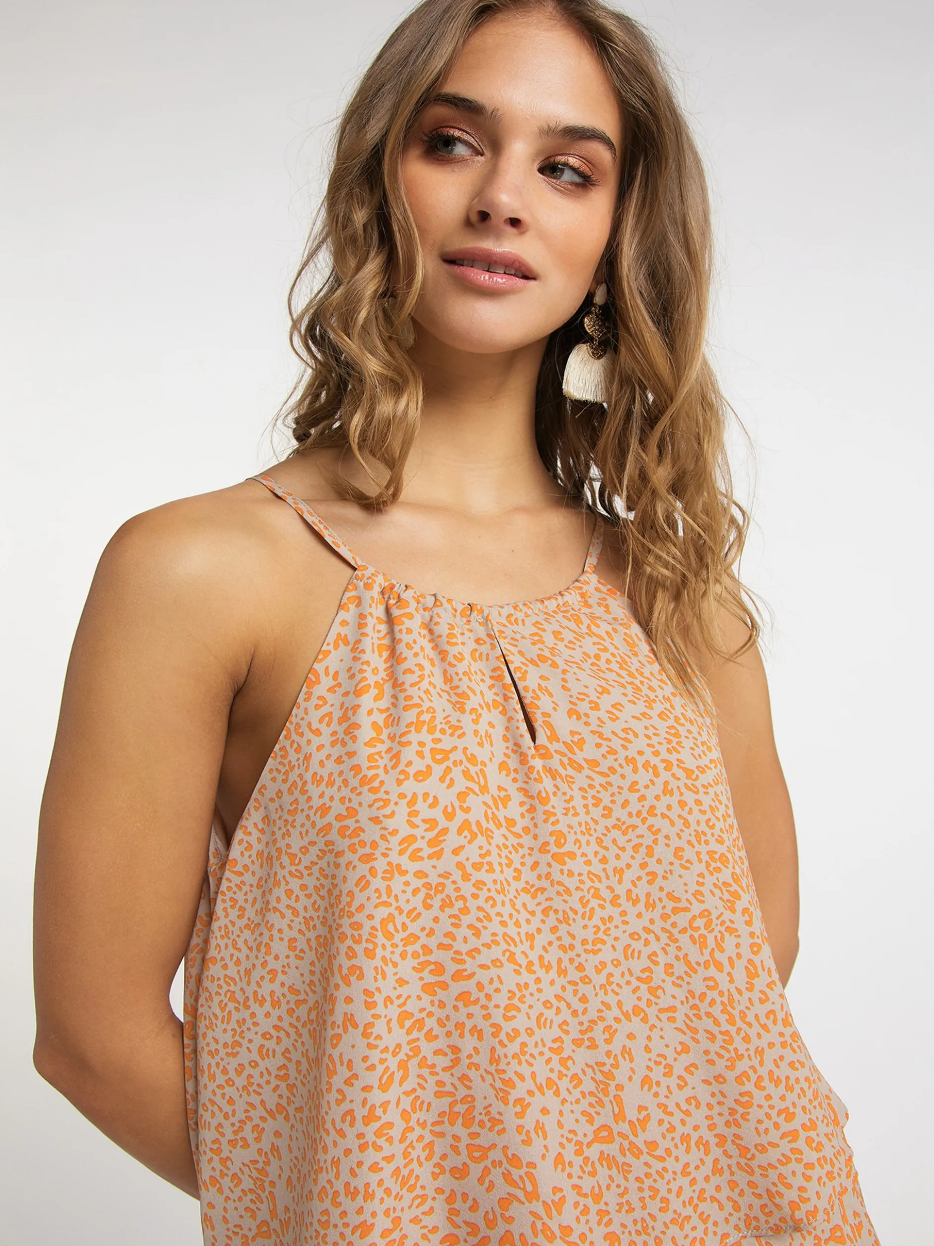 IZIA Damen Midikleid in orange - Länge: mittel