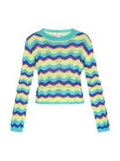 IZIA Damen Pullover in aqua - Ausschnitt: Rundhals