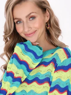 IZIA Damen Pullover in aqua - Ausschnitt: Rundhals