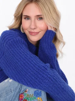 IZIA Damen Pullover in blau - Ausschnitt: Rundhals