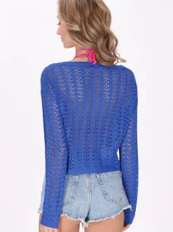 IZIA Damen Pullover in blau - Ausschnitt: Rundhals