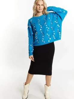 IZIA Damen Pullover in blau - Ausschnitt: Rundhals