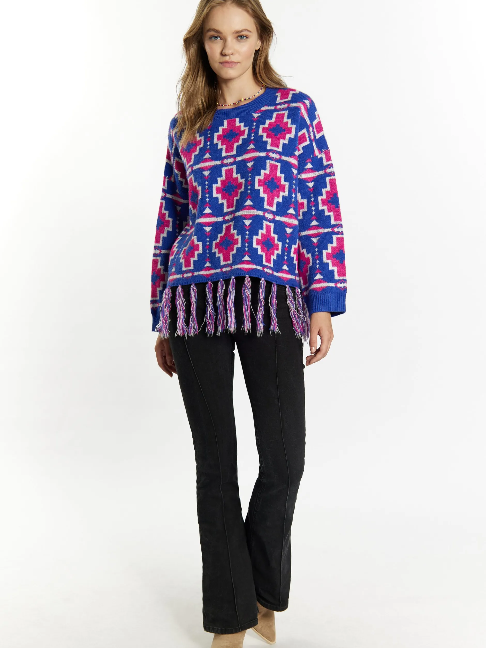 IZIA Damen Pullover in blau - Ausschnitt: Rundhals