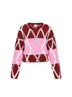 IZIA Damen Pullover in bordeaux - Ausschnitt: Rundhals