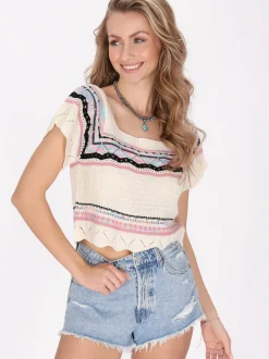 IZIA Damen Pullover in ecru