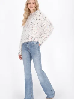 IZIA Damen Pullover in ecru - Ausschnitt: Rundhals