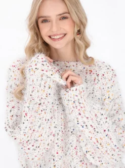 IZIA Damen Pullover in ecru - Ausschnitt: Rundhals