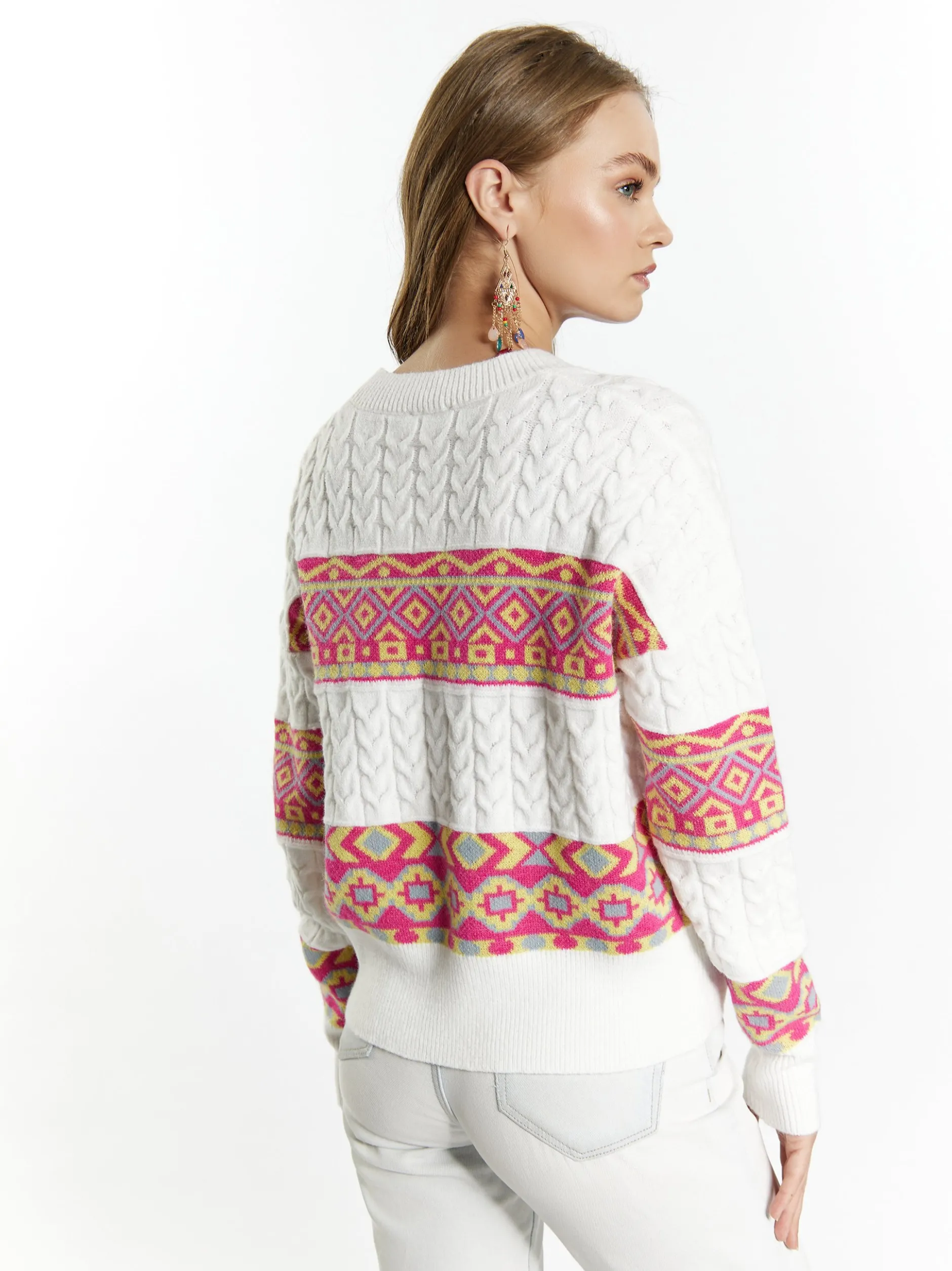 IZIA Damen Pullover in ecru - Ausschnitt: Rundhals